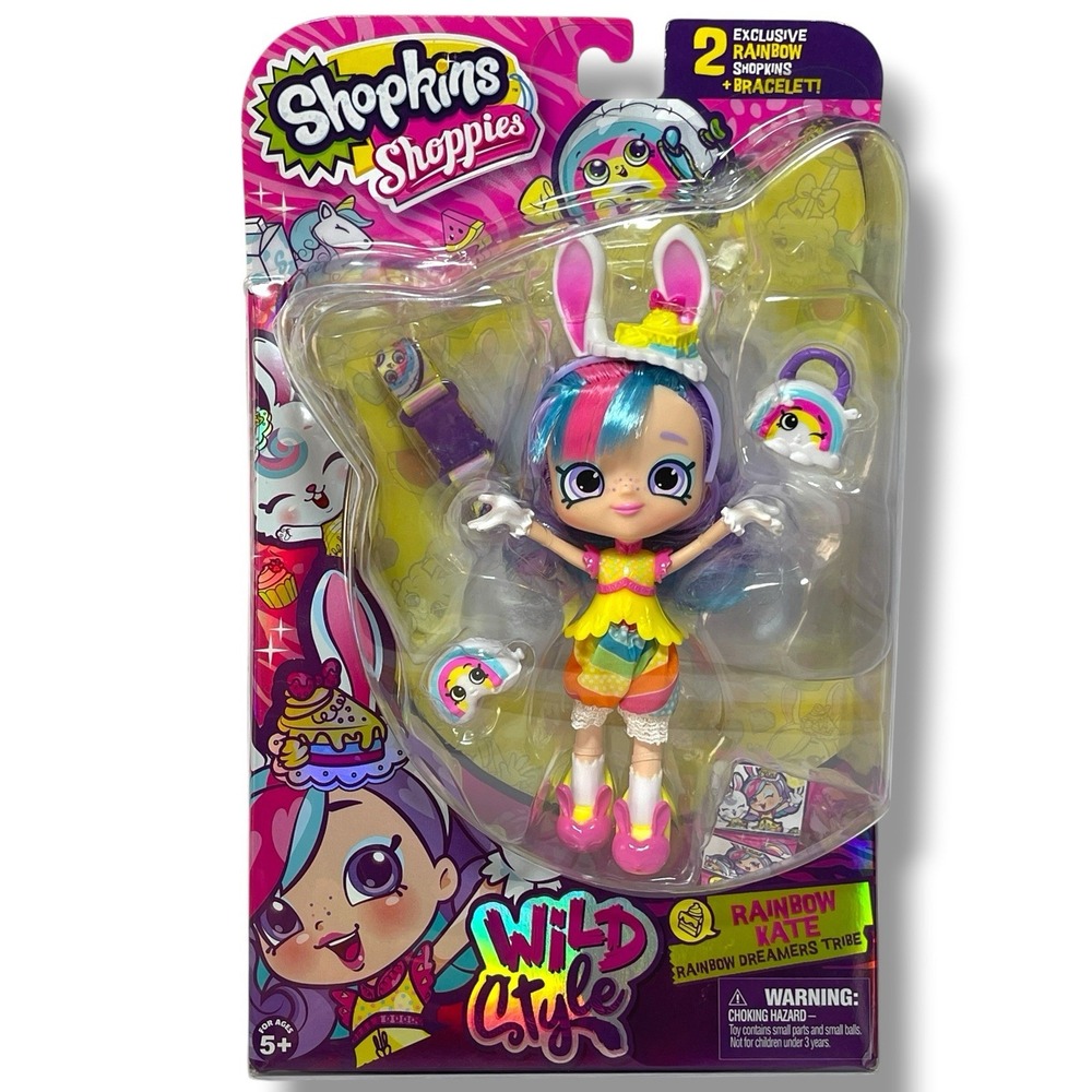Shopkins Shoppies Rainbow Kate Wild Style Doll New 2 Exclusive Shopkins 2016